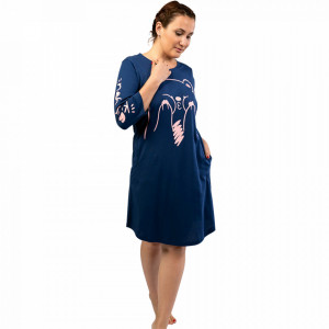Camasa de Noapte din Bumbac Marimi Mari Vienetta Model 'Kiss You' Blue