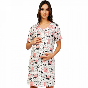 Camasa pentru Gravide si Alaptat din Bumbac Vienetta 'Happy Friends' Pink