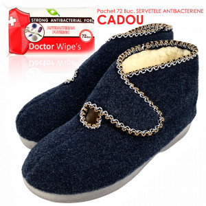 Ghete din Lana pentru Interior si Exterior Culoare Albastru, Model 'Bucovina Style'