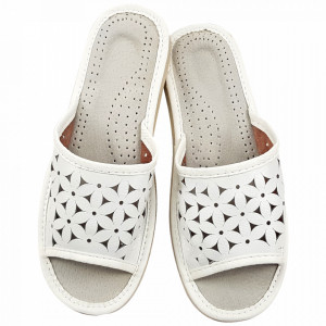 Papuci de Casa Dama, Material Piele, Culoare Alb, Model 'Flawors Patrol' White