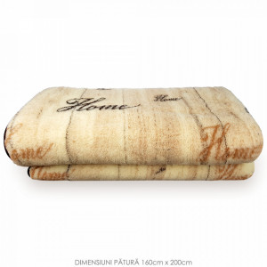 Patura din Lana Natural de Oaie 100% Model 'Home' Marime 160 x 200, 1 Bucata