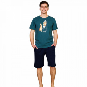 Pijama Barbati Gazzaz by Vienetta, 'Be Wild' Green