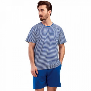 Pijamale Barbati cu Pantalon Scurt Vienetta | MAN Model 'M of Magic' Dark Blue