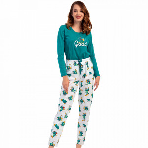 Pijamale Confortabile din Bumbac, Pijamale Vienetta, Model 'Life is Real Good'