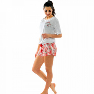 Pijamale Dama Manesca Scurta Pantalon Scurt Vienetta Model 'Pop Pop Corn'
