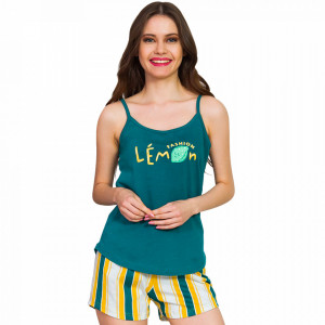 Pijamale Dama Vienetta, 'Fashion Lemon' Culoare Verde