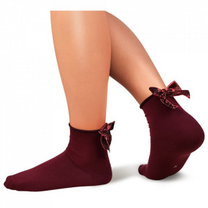 Sosete Bumbac 100% cu Fundita, Mr. Pamut, 'We Love Chic' Burgundy