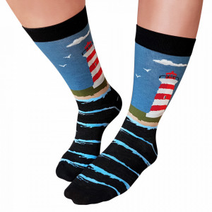 Sosete Clasice Colorate Unisex Cosas Boutique Socks Model 'Lighthouse By The Sea'