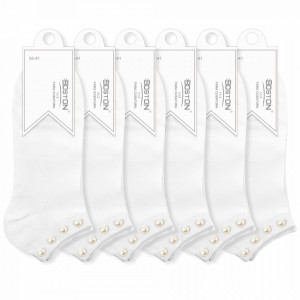 Sosete Glezna Dama cu Perle, Set 6 Perechi Model 'Step Angel' Culoare Alb