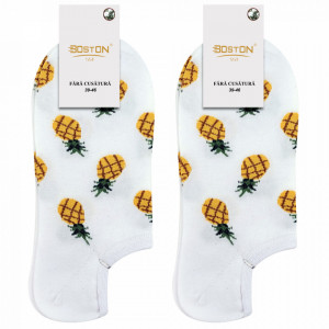 Sosete Glezna Dama Fara Cusatura 2 Perechi Model 'Pineapple Fashion' White