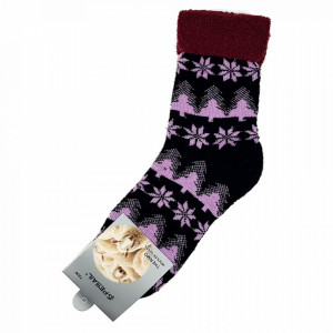 Sosete Termo Calduroase din Mix de Lana si Bumbac 'Joy Season' Black Purple