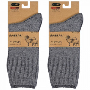 Sosete Termo din Lână Set 2 Perechi, Marca Pesail® Model 'Siberia' Culoare Platinum Gray