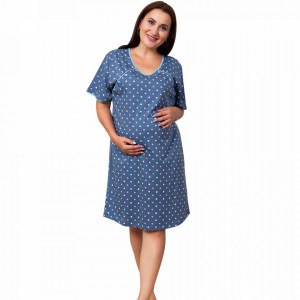 Camasa pentru Gravide si Alaptat XXL Vienetta 'Happy Dots' Gray