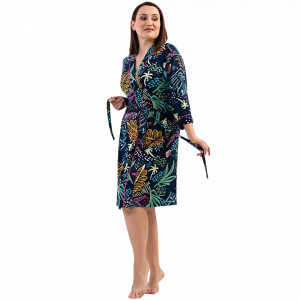 Halat Dama din Bumbac 100% cu Buzunare si Cordon Vienetta Model 'Natural Summer'