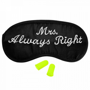 Ochelari de Dormit 'Mrs. Always Raight' + Set Dopuri, Culoare Negru