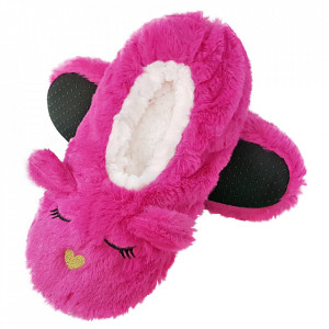 Papuci de Casa Tip Saboti, 'Sleeping Kitty' Fuchsia