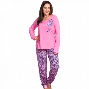 Pijama Dama Marimi Mari Vienetta, Bumbac 100%, 'Feline in Pink'