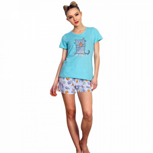 Pijama Dama Vienetta, Bumbac 100%, 'Macarons Delicious'