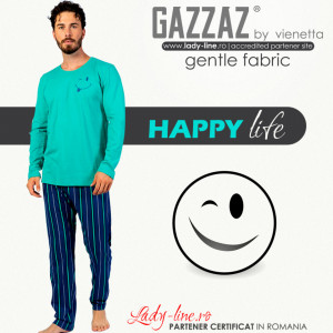 Pijamale Barbati din Bumbac 100% Gazzaz by Vienetta Model 'Happy Life' Green