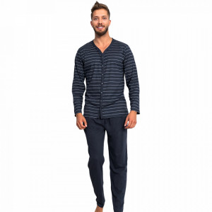 Pijamale Barbati Marimi Mari din Bumbac Gazzaz by Vienetta 'Authentic Elite' Gray