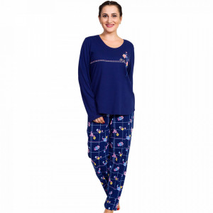 Pijamale Dama Marimi Mari Vienetta Bumbac 100% 'Feel Good' Blue