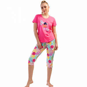 Pijamale Dama Vienetta din Bumbac 100%, Model 'Gracias' Pink 😊