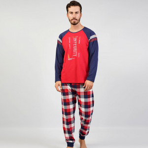 Pijamale din Bumbac Vienetta | MAN Model 'Integrity' Red