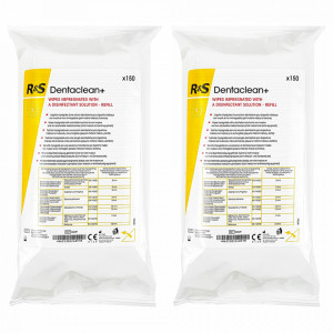 Set 2 Pachete Rezerva Servetele Dezinfectante Suprafete Dentalclean+ R&S, 150 Buc x 2
