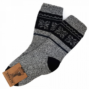 Sosete Calduroase din Lana de Oaie Naturala si Alpaka 'Winter' Light Gray