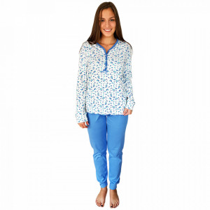 Pijamale Dama Bumbac 100%, Senso, Model Blue Fields
