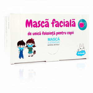 Masca Faciala cu 3 Straturi pentru Copii Flippy Culoare Roz Cutie 50 Bucati