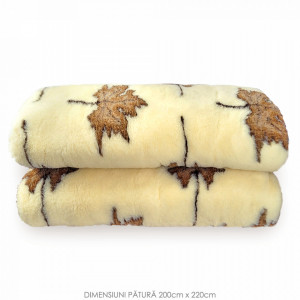 Patura din Lana Naturala de Oaie 100% Model 'Secular Forests' Marime 200 x 220, 1 Bucata