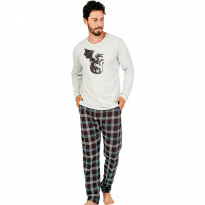 Pijamale Barbati Confortabile Gazzaz by Vienetta Model 'Dragons No Limits' Gray