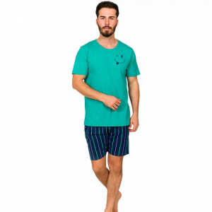 Pijamale Barbati din Bumbac 100% Gazzaz by Vienetta Model 'Smile & Wink' Green