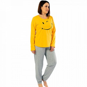 Pijamale Confortabile Dama Marimi Mari Vienetta Model 'Smile Today' Yellow