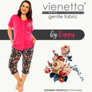 Pijamale cu Nasturi din BUmbac Marimi Mari Vienetta Model 'By Happy'
