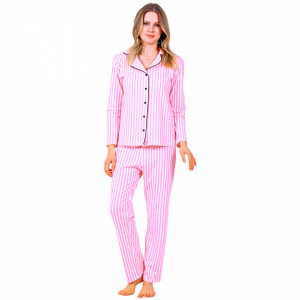 Pijamale Dama Maneca si Pantalon Lung Model 'Pink Angel'