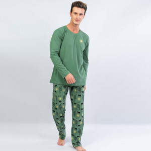 Pijamale din Bumbac Vienetta | MAN Model 'Wild Man' Green