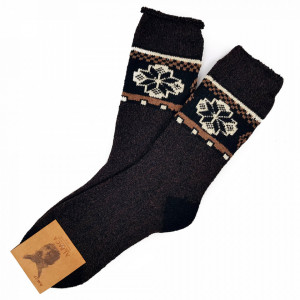 Sosete Calduroase din Lana Naturala de Alpaca Model 'Tradition' Brown