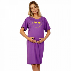 Camasa Gravide si Alaptat Vienetta din Bumbac 100%, Model 'Smile Everyday' Purple