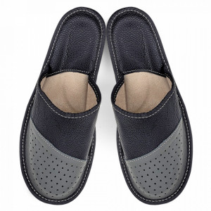 Papuci de Casa din Piele Model 'Dark Mystic Simple' Brand Nowo