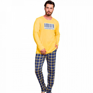 Pijama Barbati Bumbac 100% Gazzaz by Vienetta 'Limited Edition' Yellow