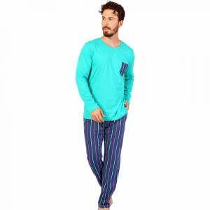 Pijamale Barbati Confortabile din Bumbac Gazzaz by Vienetta Model 'Infinity' Green