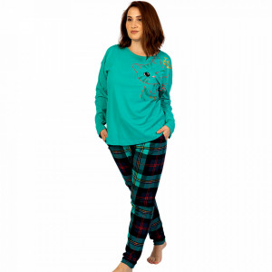 Pijamale Confortabile Dama Marimi Mari Vienetta Model 'Cattitude' Green