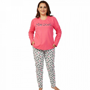 Pijamale Confortabile din Bumbac Vatuit Marimi Mari Vienetta Model 'Meows'
