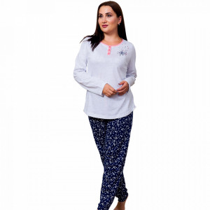 Pijamale Dama din Bumbac Marimi Mari Vienetta Model 'Music is My Life' Gray