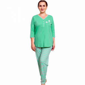 Pijamale Dama Marimi Mari Vienetta Model 'Daisy Flowers' Green