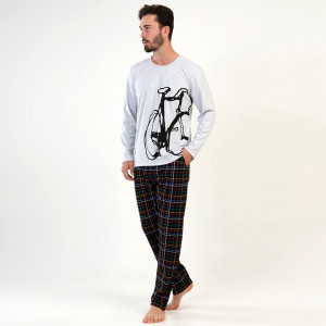 Pijamale din Bumbac Interlock Vienetta | MAN pentru Barbati Model 'Retro Bike'