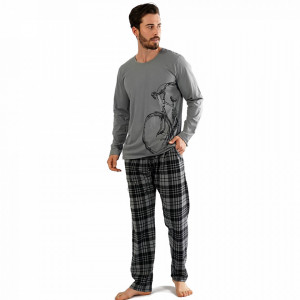 Pijamale din Bumbac pentru Barbati Gazzaz by Vienetta Model 'Retro Trend' Gray