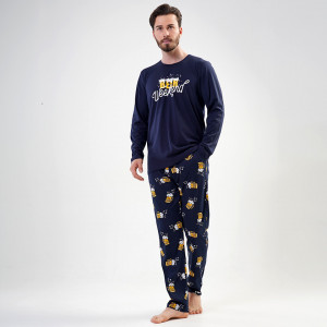 Pijamale din Bumbac Vienetta | MAN Model 'Beer Weekend' Blue